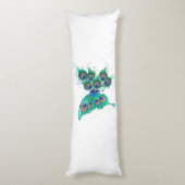 Coussins Longs Papillon aux plumes de paon vert (Dos (Vertical))