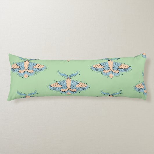Coussins Longs Papillon Céleste Fantaisiste — Bleu Douce et Pêche (Devant)