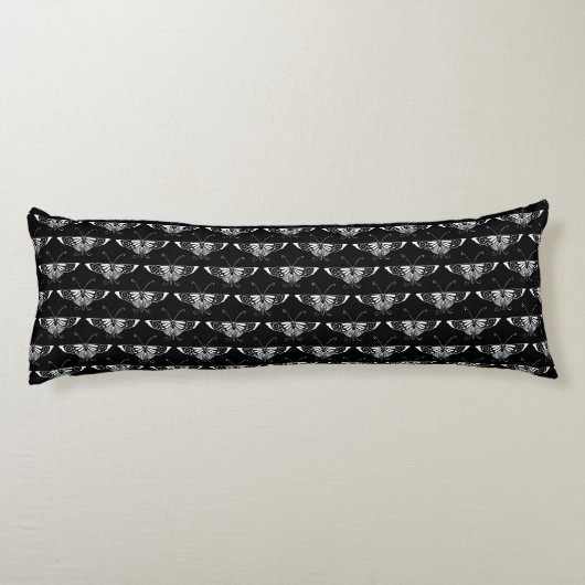 Coussins Longs Papillon déco stylisé - blanc et noir (Dos)