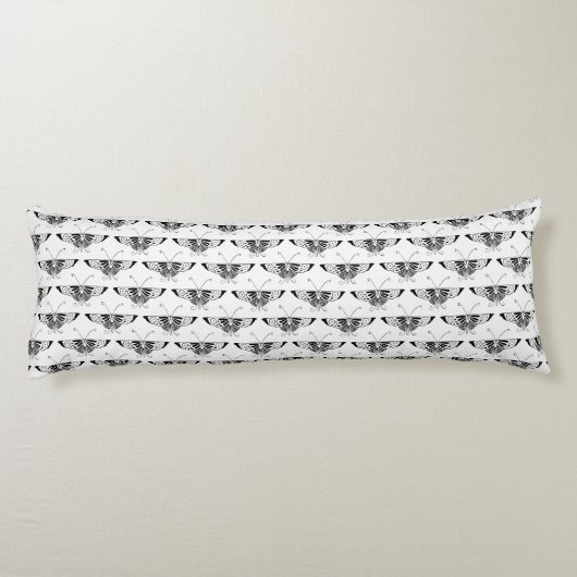 Coussins Longs Papillon déco stylisé - noir et blanc (Dos)
