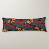 Coussins Longs Papillon monarque sur des fleurs rouges (Dos)