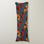 Coussins Longs Papillon monarque sur des fleurs rouges (Devant (Vertical))