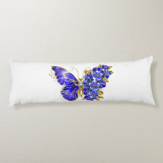 Coussins Longs Papillon saphir à fleurs (Dos)