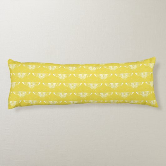 Coussins Longs Papillon stylisé Art Déco - jaune et blanc (Dos)