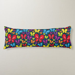 Coussins Longs Papillons au-dessus de l'eau . BFYOW01.Fond noir