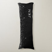 Coussins Longs Parties scintillant d'argent noir Monogramme Nom G (Devant (Vertical))