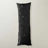 Coussins Longs Parties scintillant d'argent noir Monogramme Nom G (Dos (Vertical))