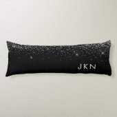 Coussins Longs Parties scintillant d'argent noir Monogramme Nom G (Devant)