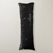 Coussins Longs Parties scintillant d'argent noir Monogramme Nom G (Devant (Vertical))