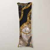 Coussins Longs Parties scintillant de la Géode d'âge noir et or (Devant (Vertical))