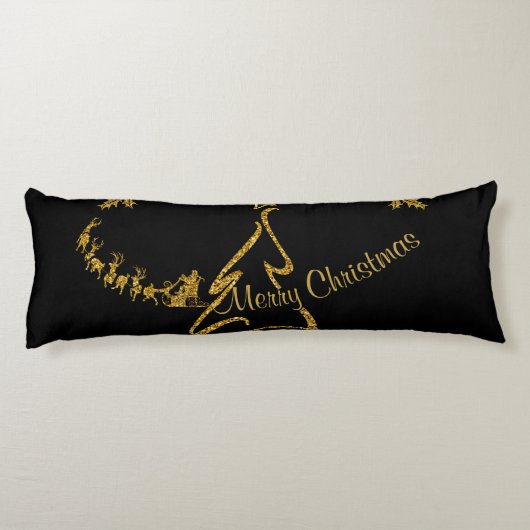 Coussins Longs Parties scintillant d'or Joyeux Noël, Père Noël (Dos)
