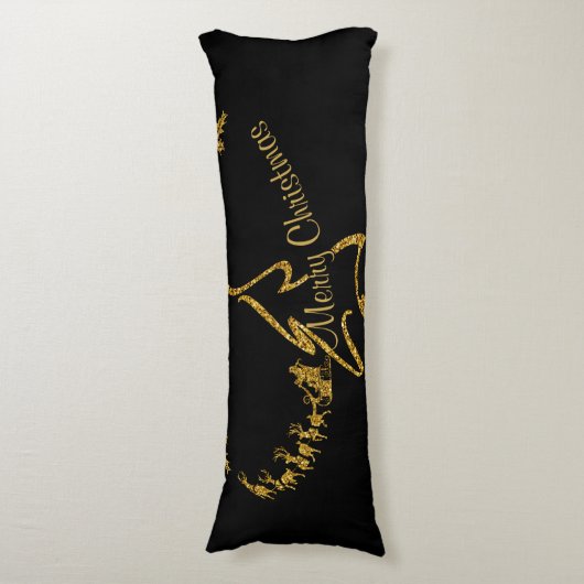 Coussins Longs Parties scintillant d'or Joyeux Noël, Père Noël (Devant (Vertical))