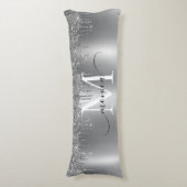 Coussins Longs Parties scintillant en métal argenté Nom du monogr (Devant (Vertical))