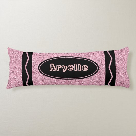 Coussins Longs Parties scintillant rose pâle Crayon Nom personnal (Devant)