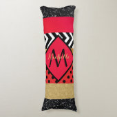 Coussins Longs Parties scintillant rouge Noir Brush Stroke Monogr (Devant (Vertical))