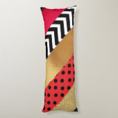 Coussins Longs Parties scintillant rouge Noir Brush Stroke Monogr (Dos (Vertical))