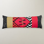 Coussins Longs Parties scintillant rouge Noir Brush Stroke Monogr (Devant)