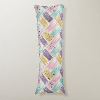 Pastel Brushstroke & Gold Crisscross Abstrait