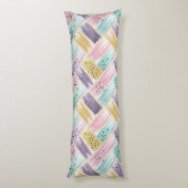 Coussins Longs Pastel Brushstroke & Gold Crisscross Abstrait (Dos (Vertical))