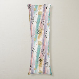 Coussins Longs Pastel Brushstroke & Gold Géométrique Abstrait