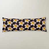 Coussins Longs Pastel Frangipani Plumeria Fleurs sur Noir (Dos)