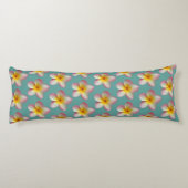 Coussins Longs Pastel Frangipani Plumeria Fleurs sur Turquoise (Dos)
