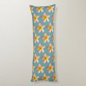 Coussins Longs Pastel Frangipani Plumeria Fleurs sur Turquoise (Dos (Vertical))