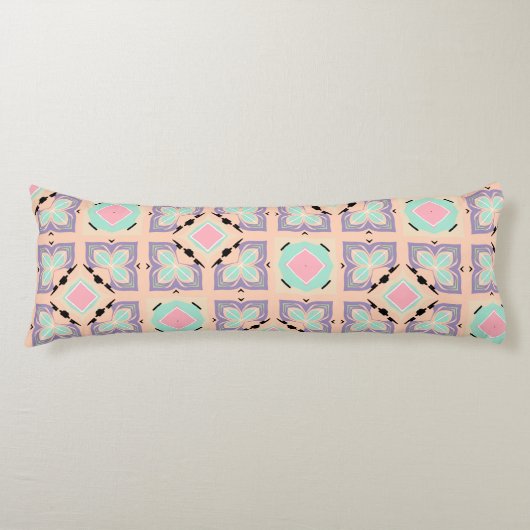 Coussins Longs Pastel Geometric Tile Pattern | Pink Mint Purple (Devant)