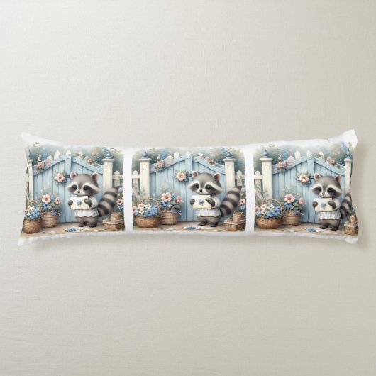 Coussins Longs Pastel Raccoon Letter Garden (Devant)