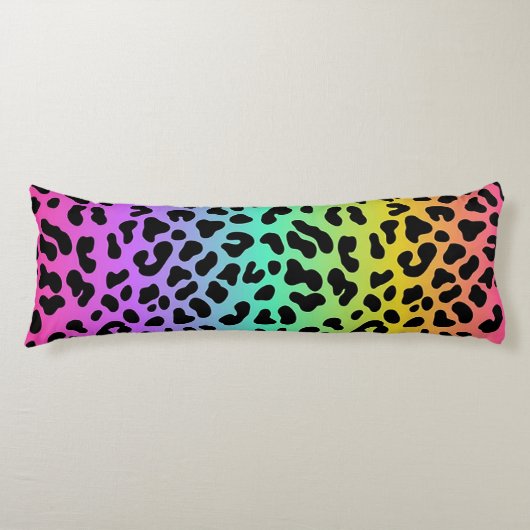 Coussins Longs Pastel Rainbow Cheetah Print (Devant)