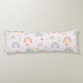 Coussins Longs Pastel Rainbows Girly Fleurs sauvages & Coeurs (Dos)