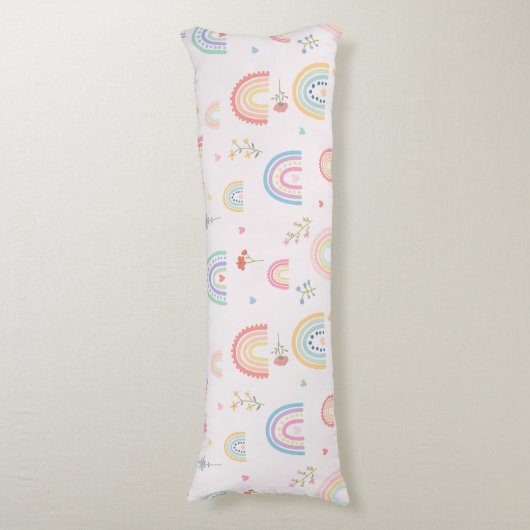 Coussins Longs Pastel Rainbows Girly Fleurs sauvages & Coeurs (Devant (Vertical))