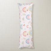 Coussins Longs Pastel Rainbows Girly Fleurs sauvages & Coeurs (Dos (Vertical))