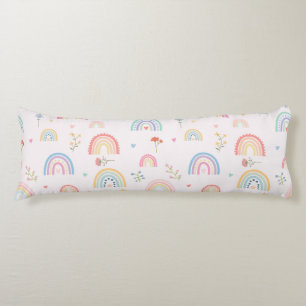 Coussins Longs Pastel Rainbows Girly Fleurs sauvages & Coeurs