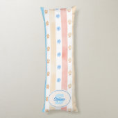 Coussins Longs Pastel Stripe - Empreintes de pattes, Fleur Bleue, (Dos (Vertical))
