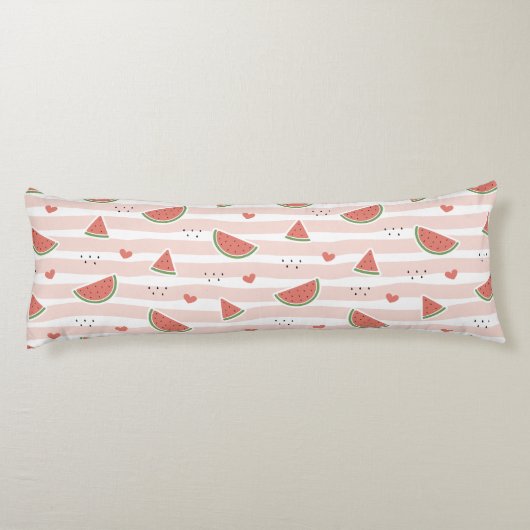 Coussins Longs Pastèques rouges, Coeurs, Grandes Pâtes, Motif d'é (Dos)