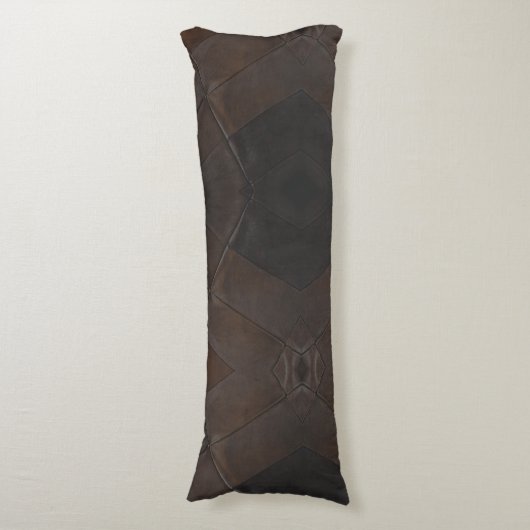 Coussins Longs Patchwork Motif Faux Cuir Brown (devant Vertical)