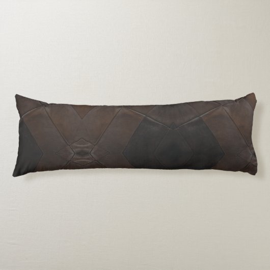 Coussins Longs Patchwork Motif Faux Cuir Brown (Devant)