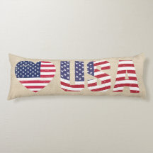 Patriotique Drapeau Amour Coeur USA Country Burlap