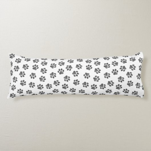 Coussins Longs Patrouilles de Doodle, Paws de Chien, Paws Noirs (Devant)