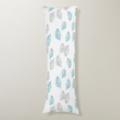 Coussins Longs Pattern Blue & Gray Leaves (Devant (Vertical))