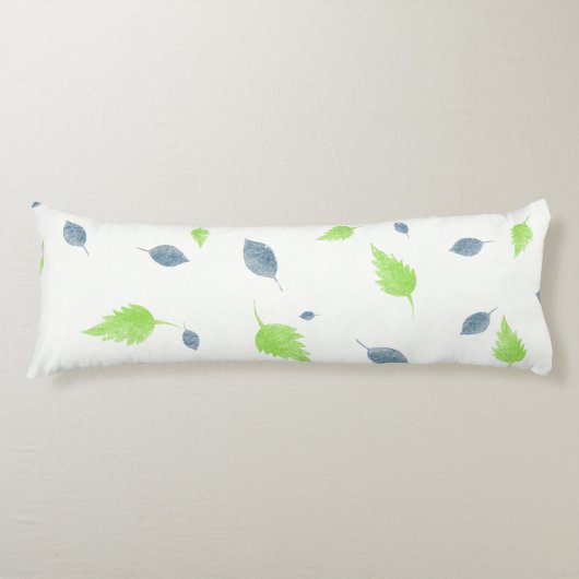 Coussins Longs Pattern Blue & Green Leaves (Devant)