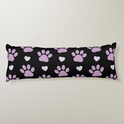 Coussins Longs Pattern of paws, Dog paws, Lilac paws, Hearts (Dos)