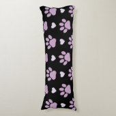 Coussins Longs Pattern of paws, Dog paws, Lilac paws, Hearts (Devant (Vertical))