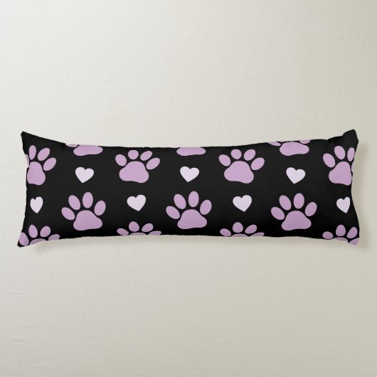 Coussins Longs Pattern of paws, Dog paws, Lilac paws, Hearts (Devant)