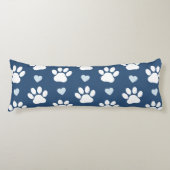 Coussins Longs Pattern of paws, Dog paws, White paws, Blue Hearts (Devant)