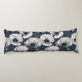 Coussins Longs Pavot blanc sur la marine (Dos)