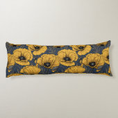 Coussins Longs Pavot jaune sur la marine (Dos)