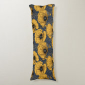Coussins Longs Pavot jaune sur la marine (Devant (Vertical))