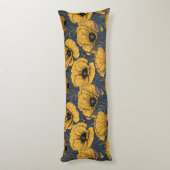 Coussins Longs Pavot jaune sur la marine (Dos (Vertical))